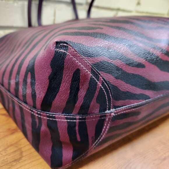 Euc Coach Reversible Burgandy & Tiger Print Tote Bag Purse - Picture 8 of 16